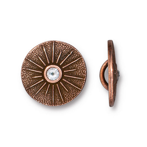 Starburst with Crystal Button - Antique Copper