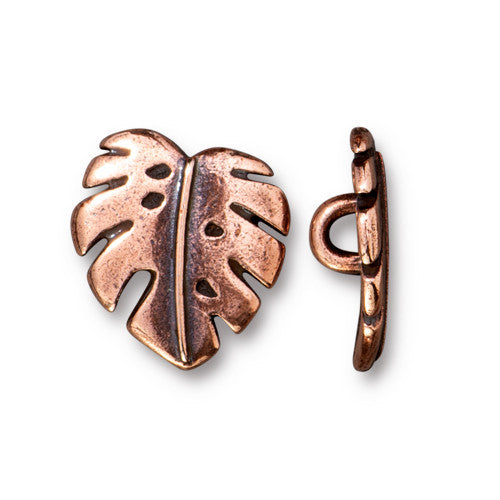 Monstera Leaf Button - Antique Copper