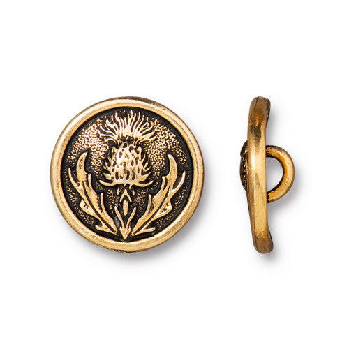 Thistle Button - Antique Gold