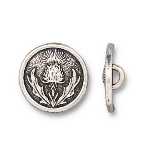 Thistle Button - Antique Silver