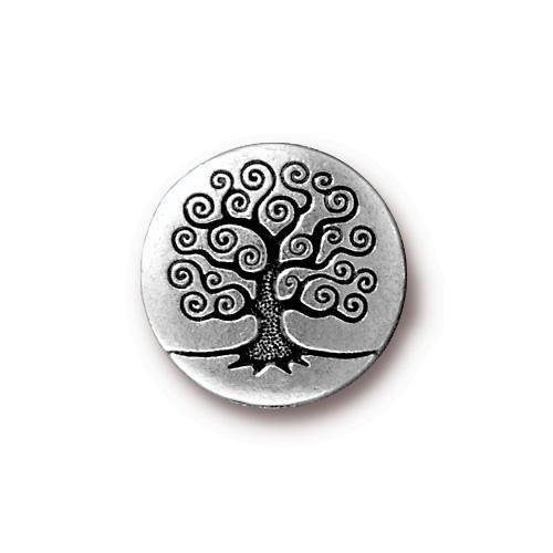 Tree of Life Button - Antique Silver