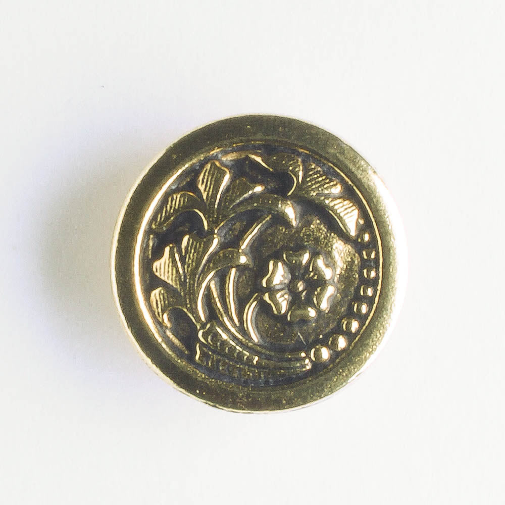 Czech Flower Button - Antique Gold