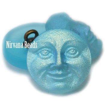 Moon Face Button - Medium Sky Blue with a Matte and AB Finish