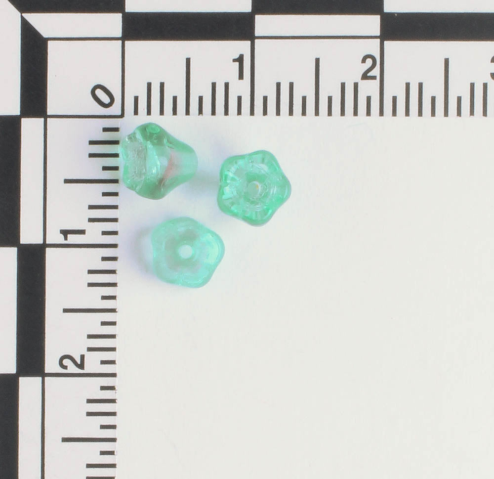 5x6mm Bell Flower - Aqua/Gray - qty 25