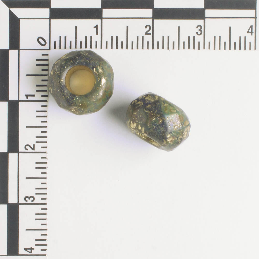 8x12mm Large Hole Roller bead Green and Gold