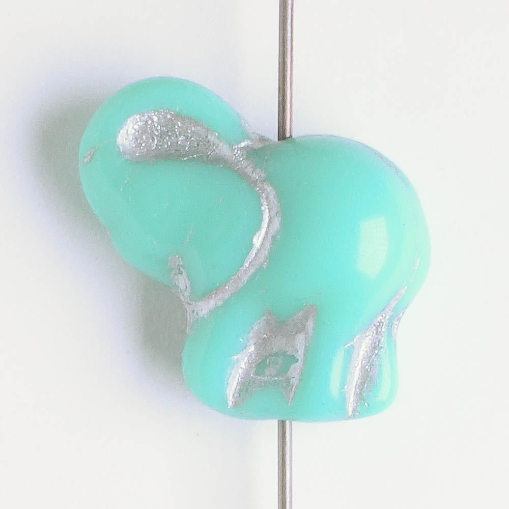 20x23mm Elephant - Turquoise and Silver - each