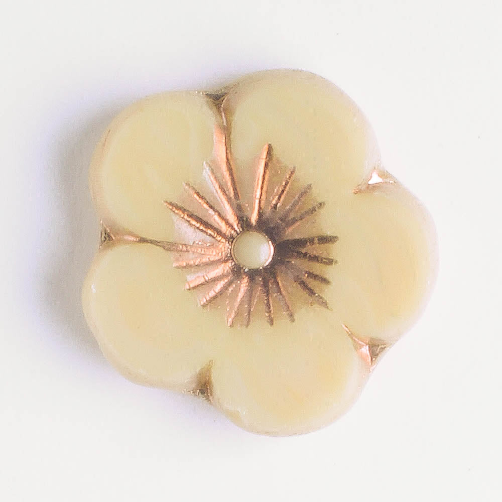 21mm Hibiscus Flower - Beige and Copper - each