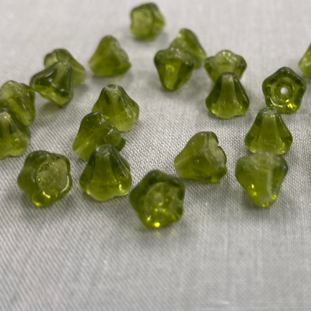 5x6mm Bell Flower - Olive Green- qty 25