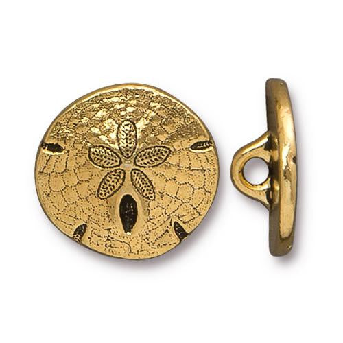 Sand Dollar Button - Antique Gold