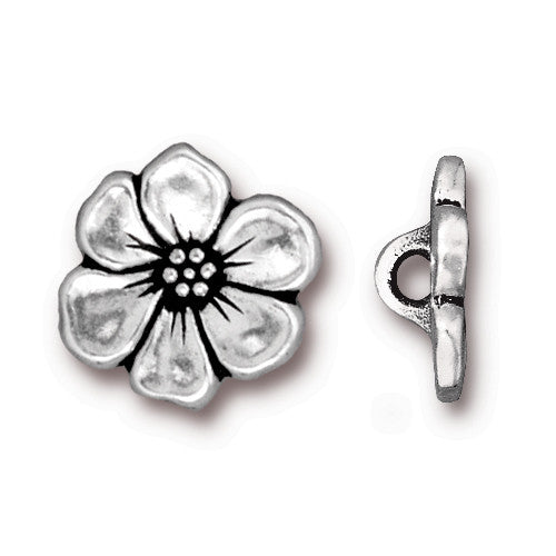 Apple Blossom Button - Antique Silver