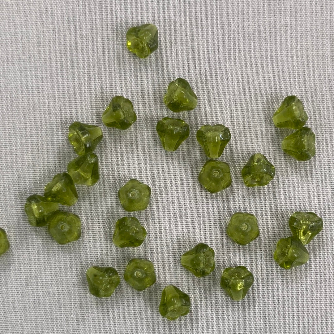 5x6mm Bell Flower - Olive Green- qty 25