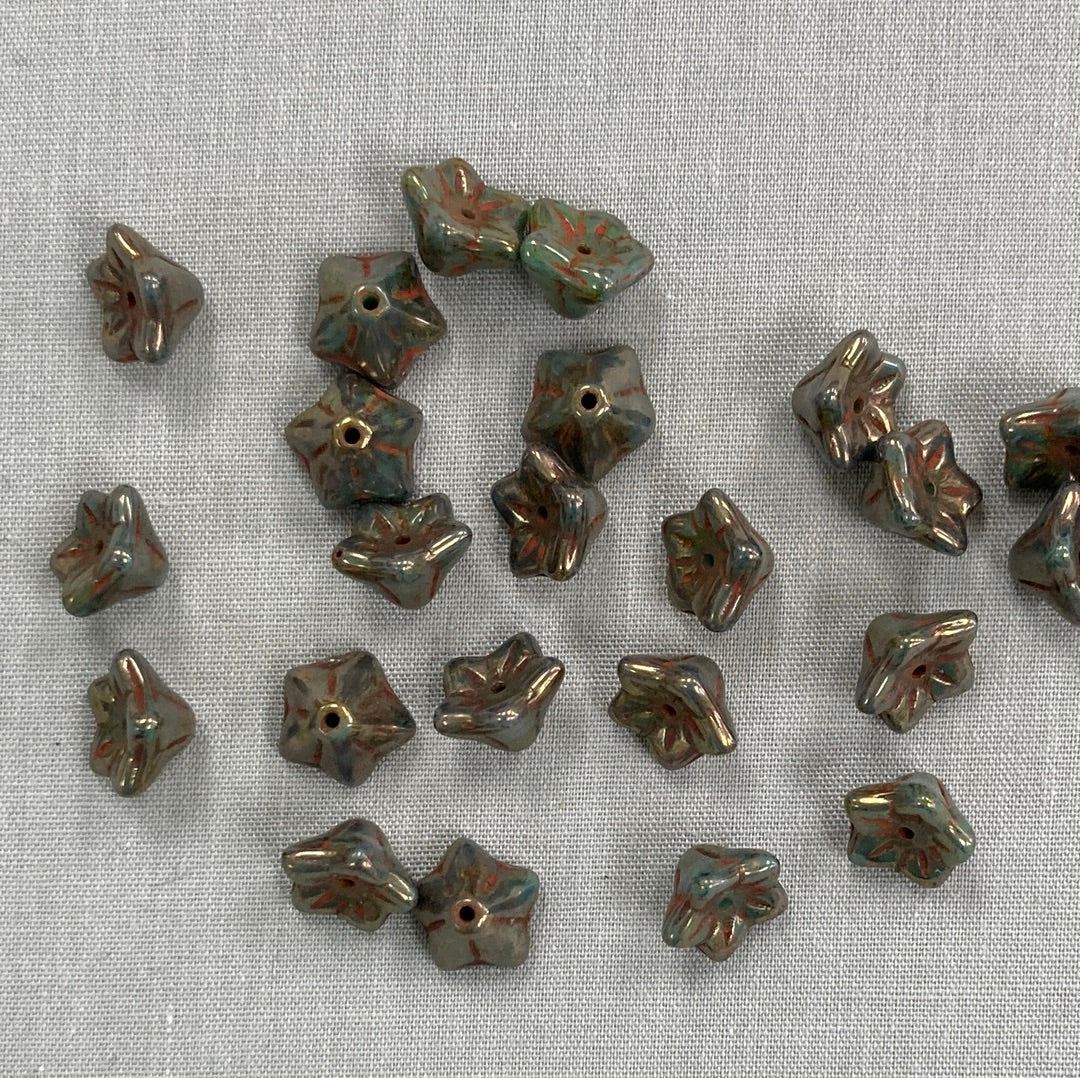 5x8mm Bell Flower - Bronze Luster - qty 25