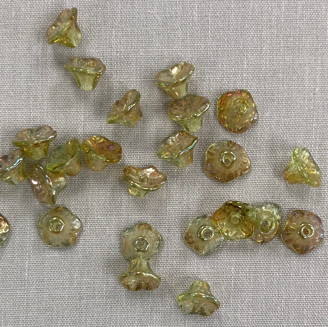 4x6mm Bell Flower - Moss AB - qty 25