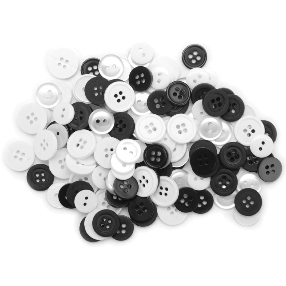 Button Black & White Assortment - qty 140