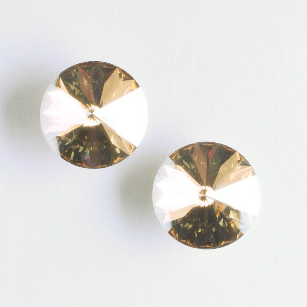 12mm Rivoli Crystal Golden Shadow - pair