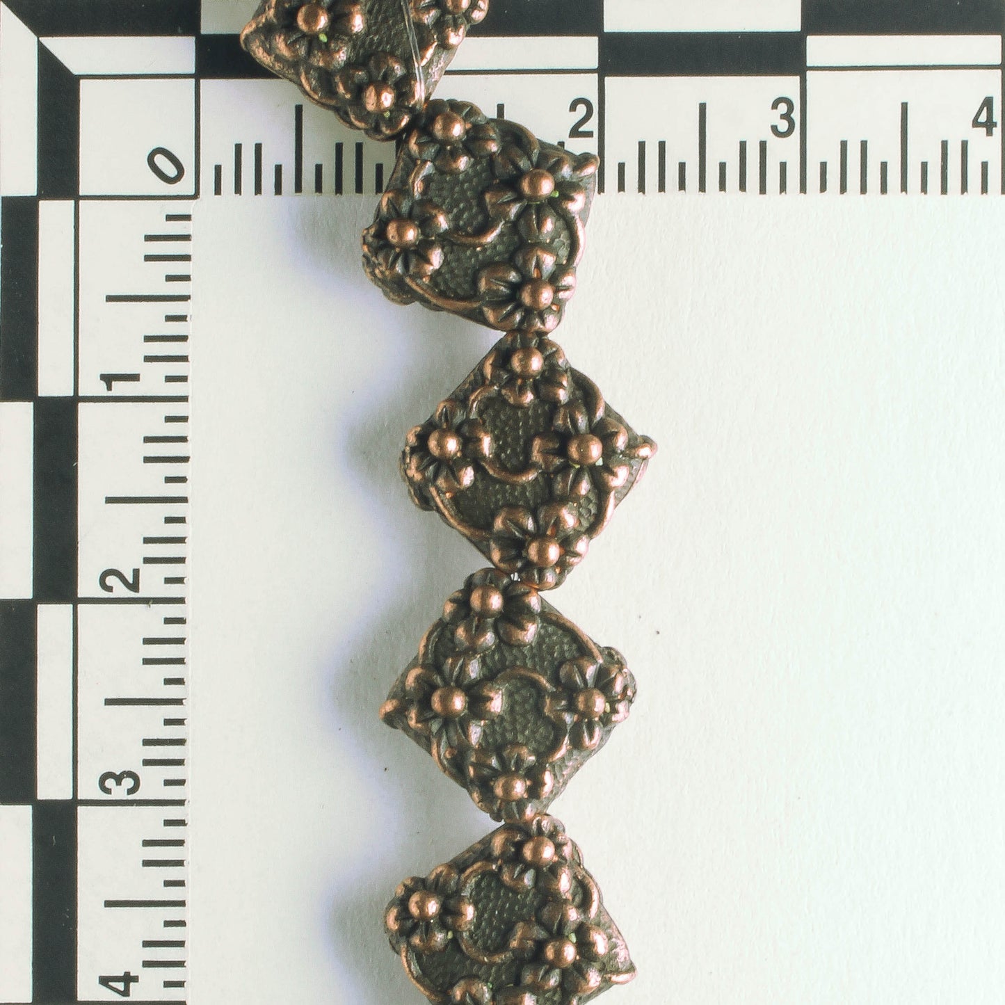 Pewter Beads, Copper Plated - 8" Strand