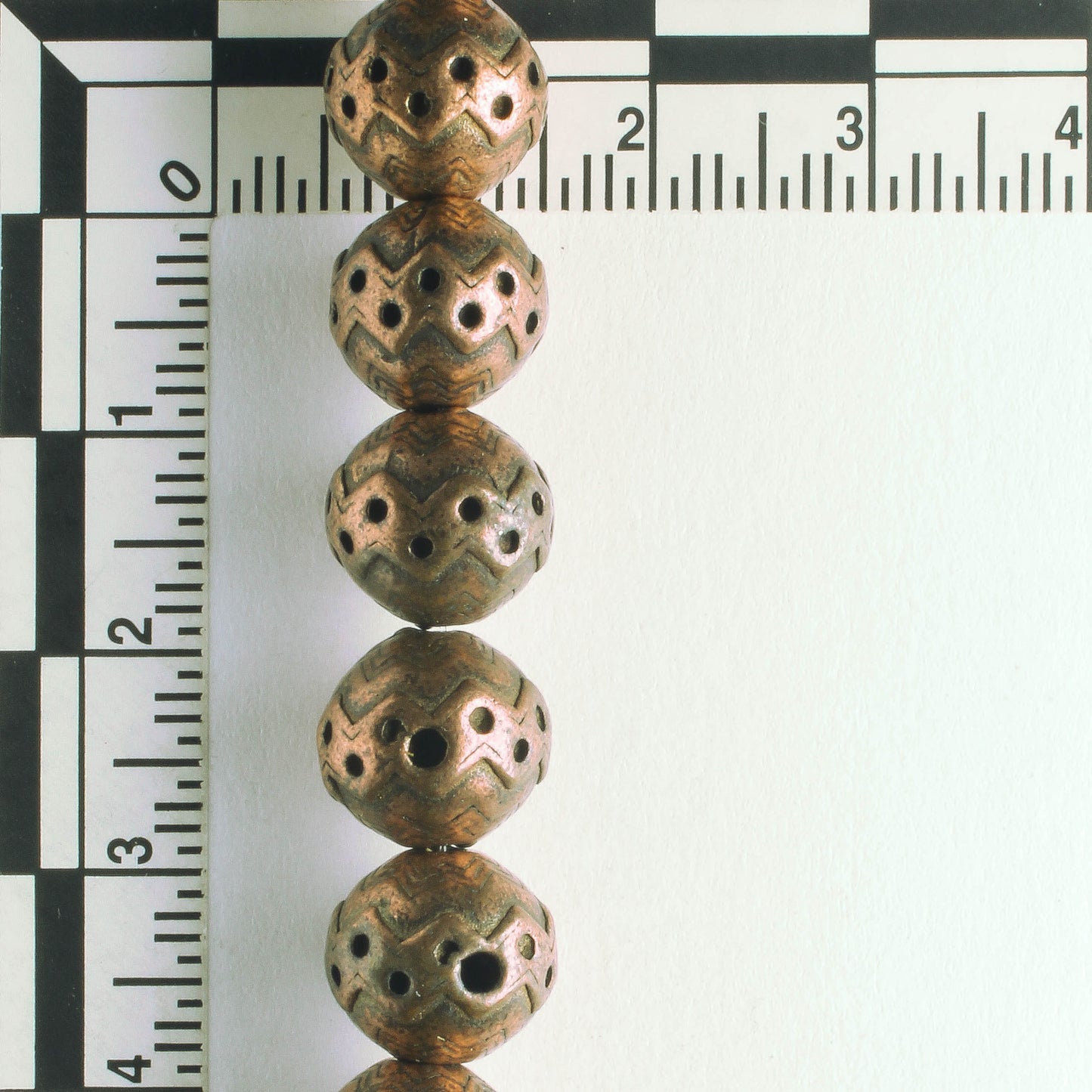 Pewter Beads, Copper Plated - 8" Strand