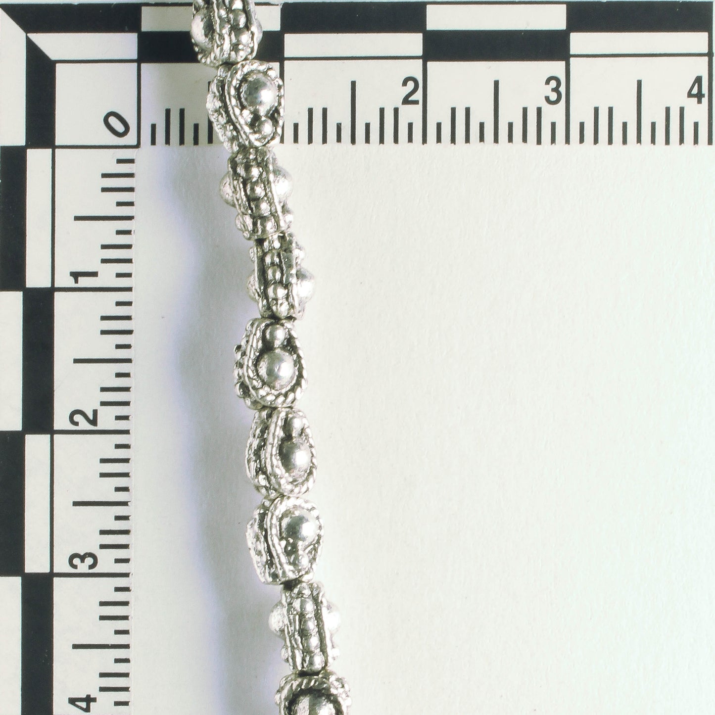 Pewter Beads, Silver Plated - 8" Strand