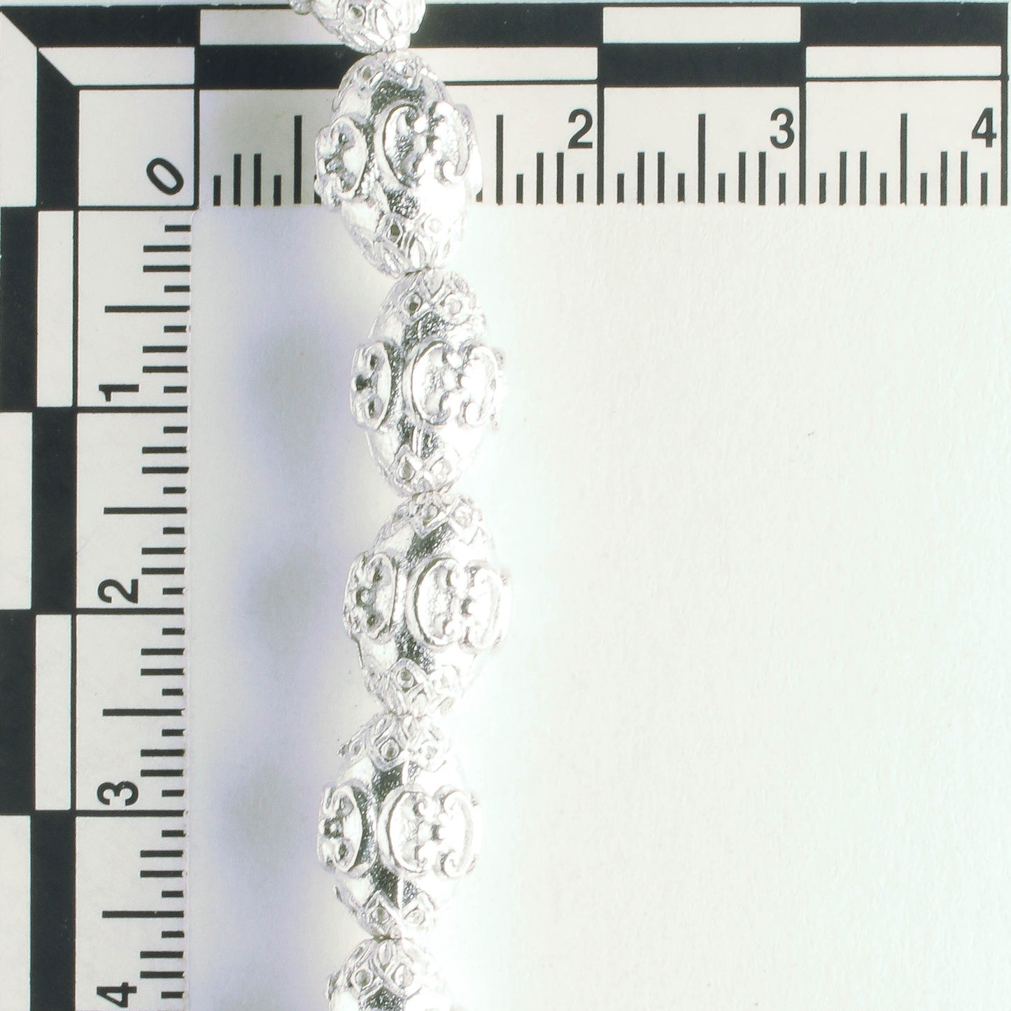 Pewter Beads, Silver Plated - 8" Strand