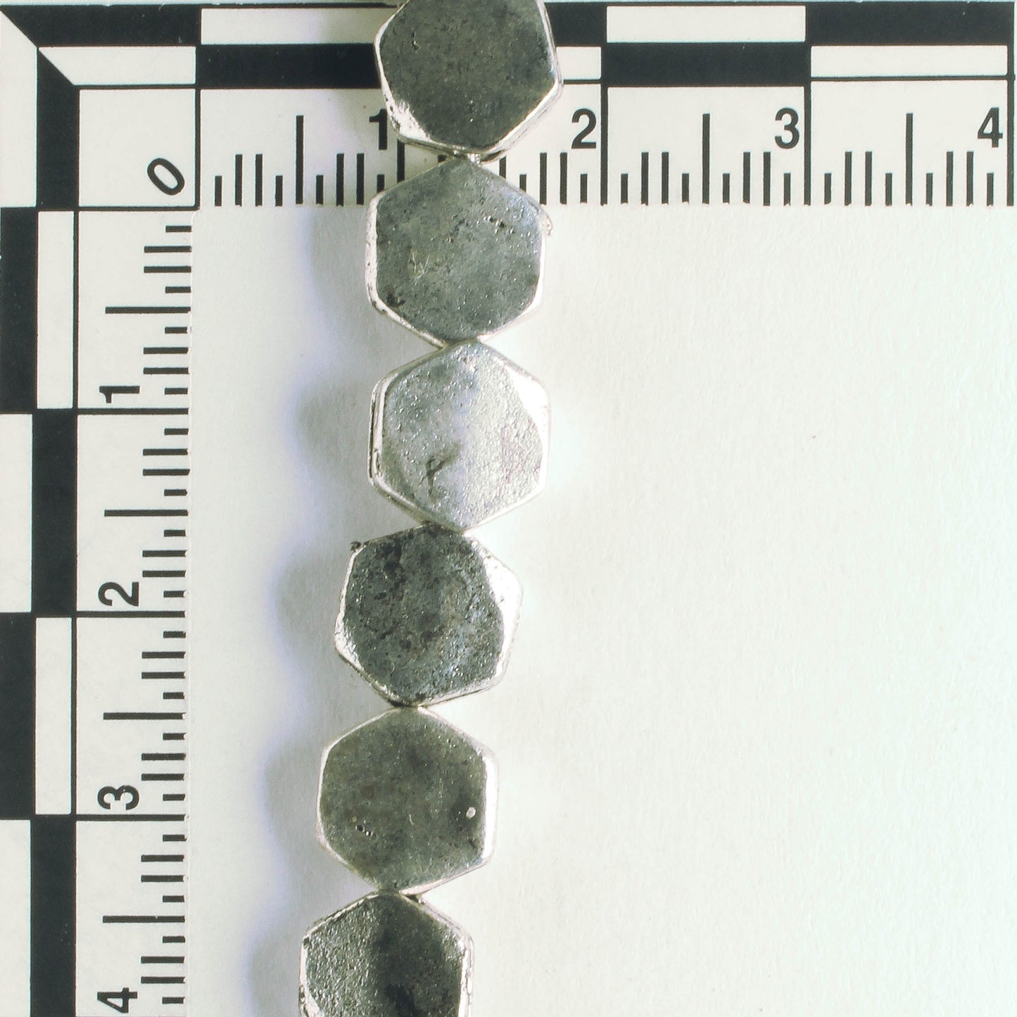 Pewter Beads, Silver Plated - 8" Strand