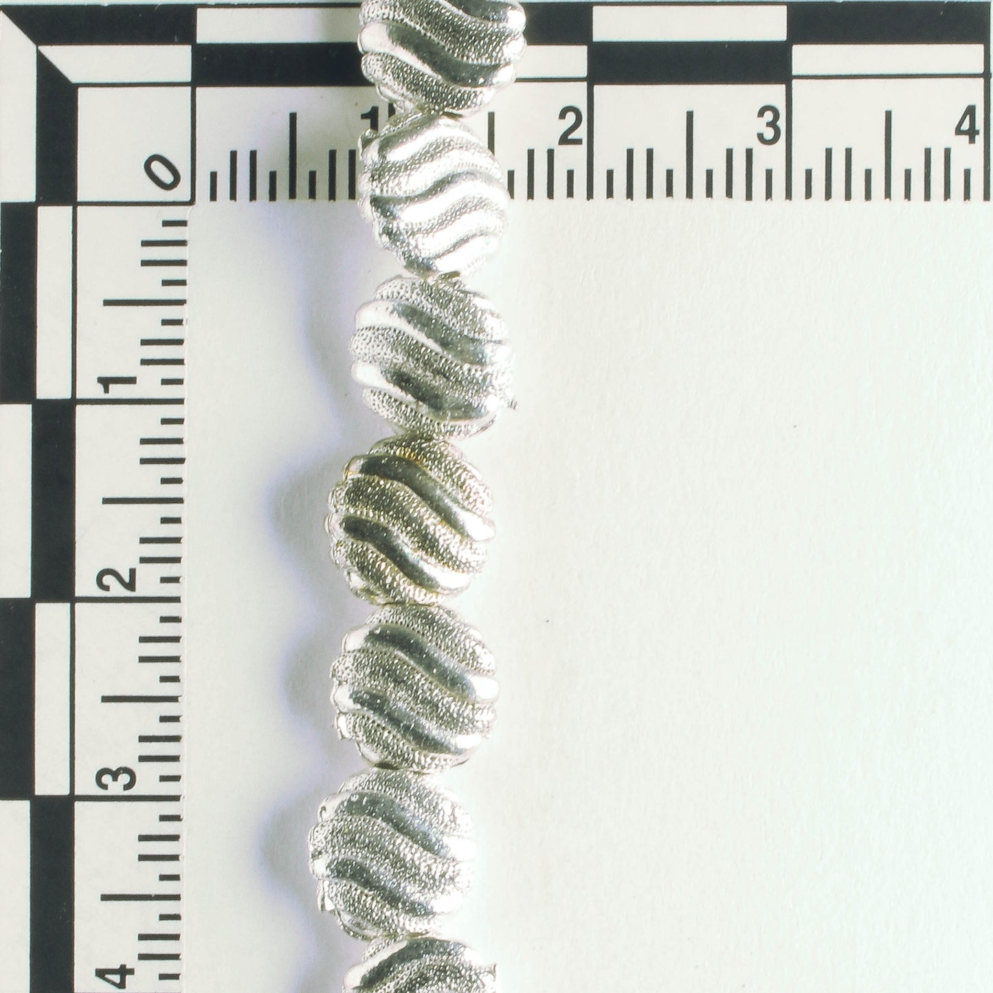 Pewter Beads, Silver Plated - 8" Strand