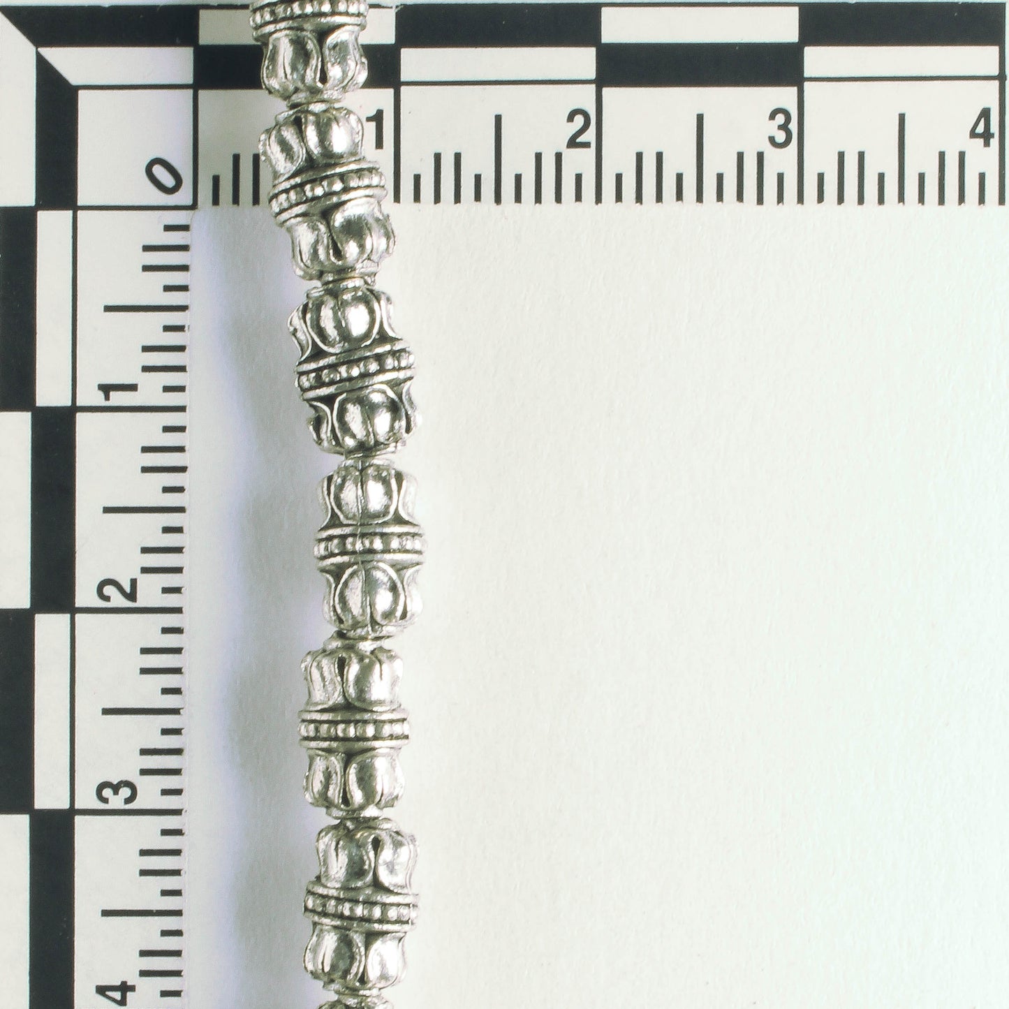 Pewter Beads, Silver Plated - 8" Strand