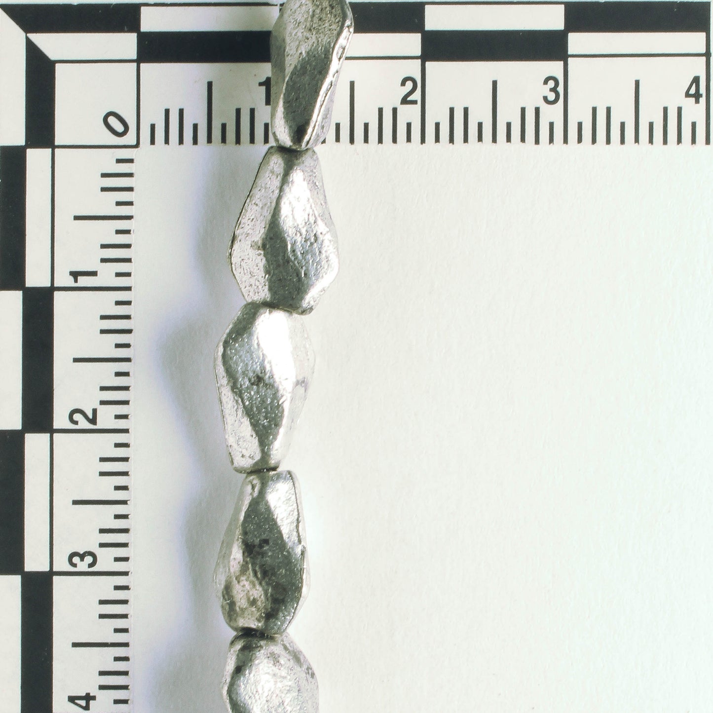 Pewter Beads, Silver Plated - 8" Strand