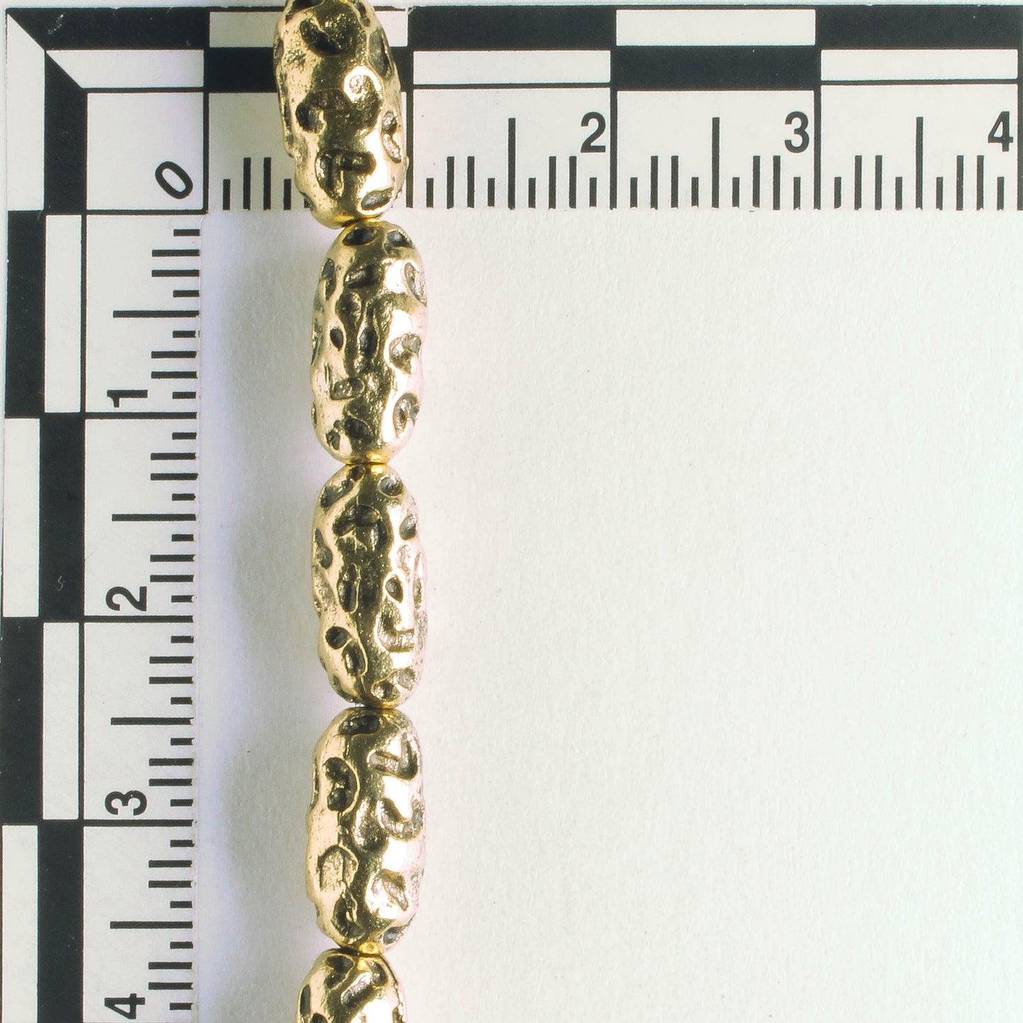 Pewter Beads, Gold Plated - 8" Strand