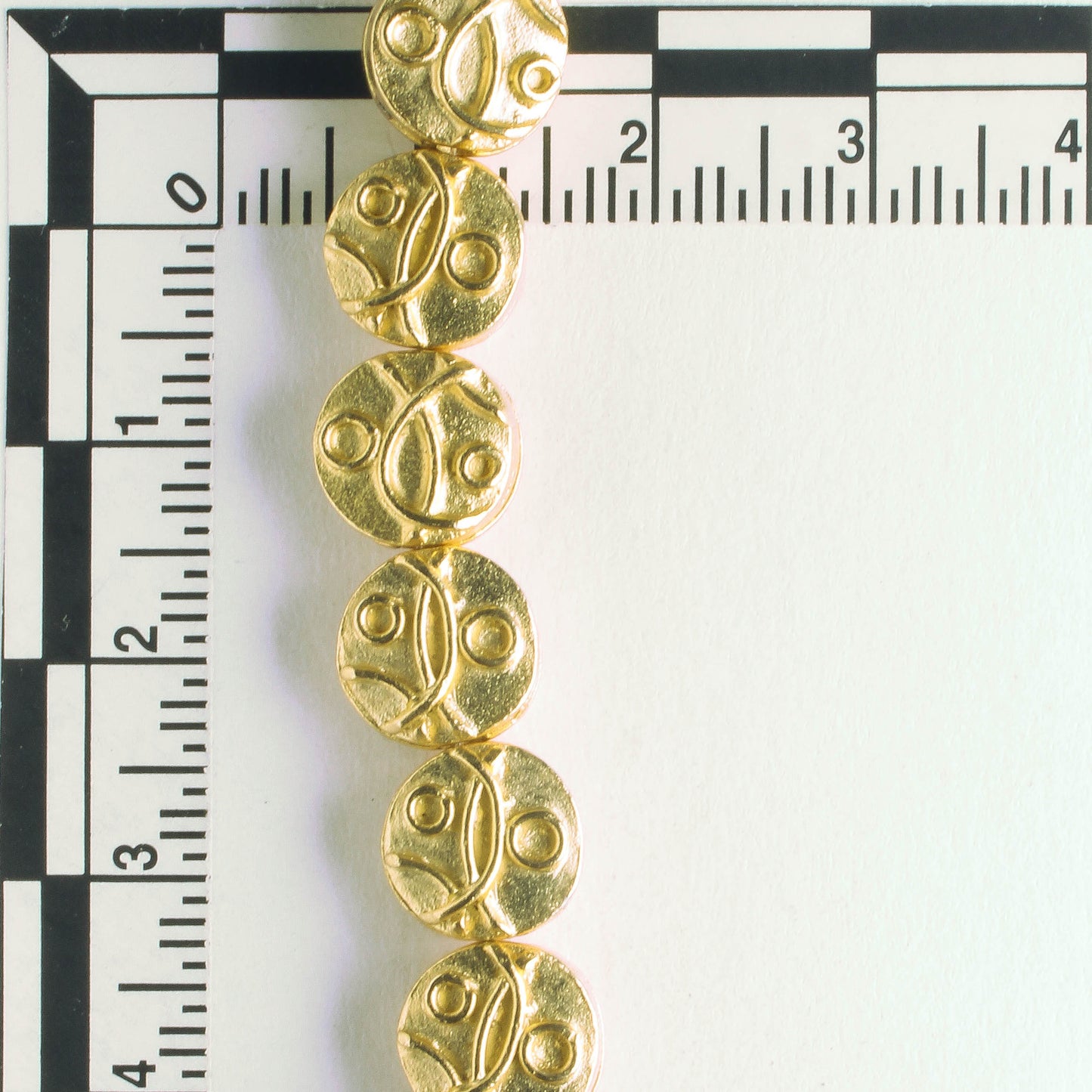 Pewter Beads, Gold Plated - 8" Strand