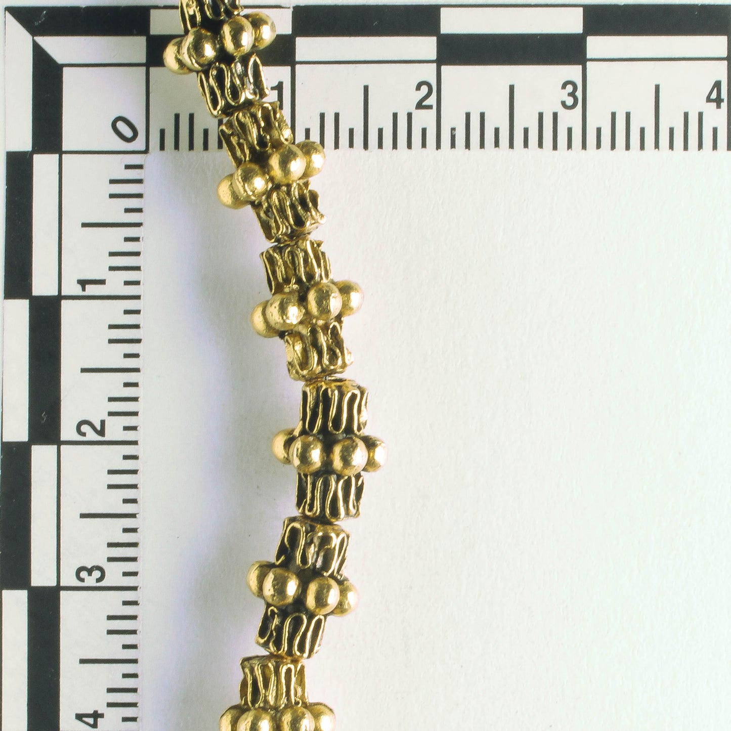 Pewter Beads, Gold Plated - 8" Strand