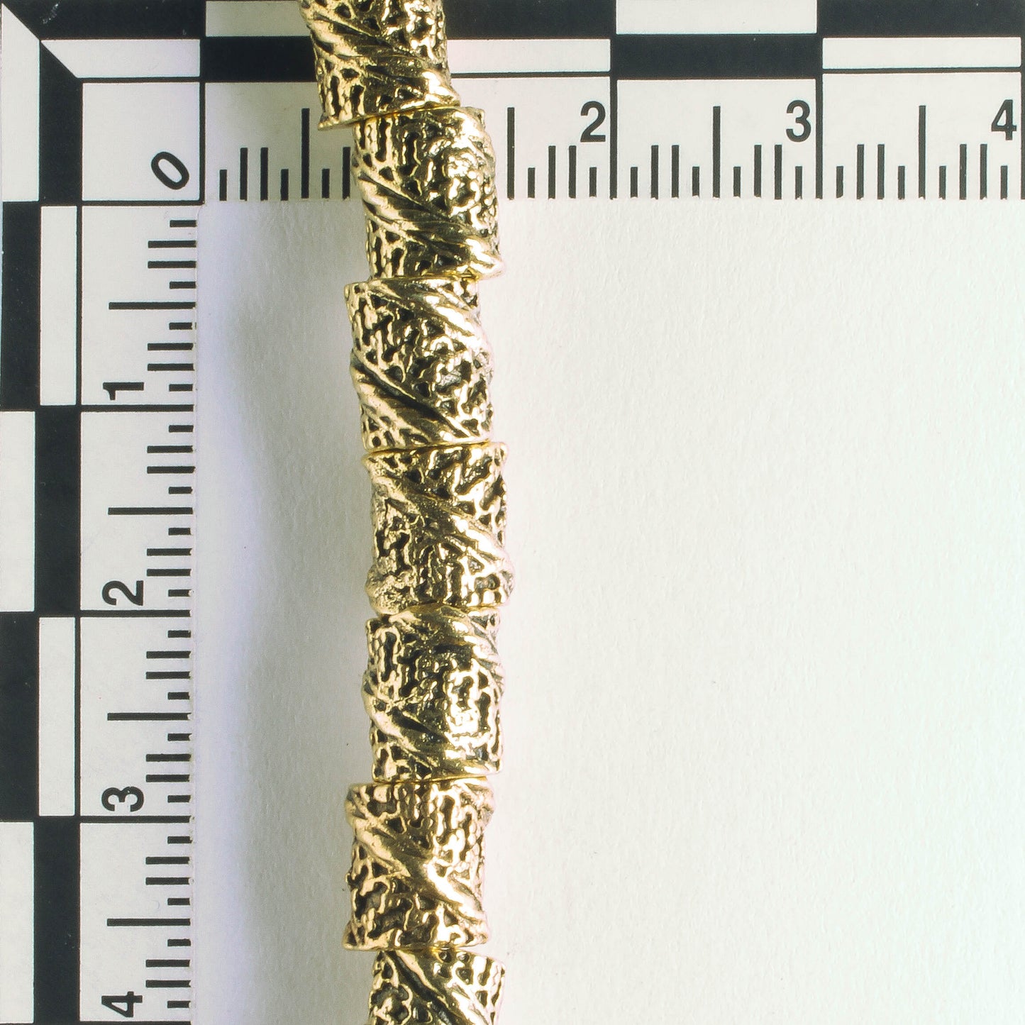 Pewter Beads, Gold Plated - 8" Strand