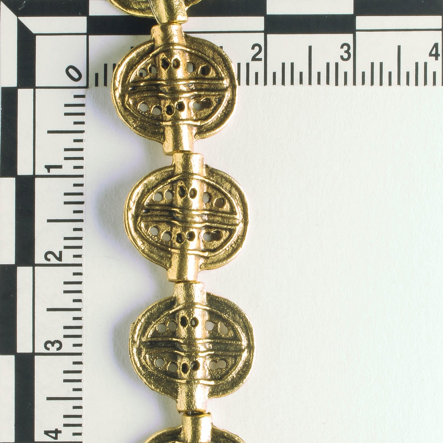 Pewter Beads, Gold Plated - 8" Strand