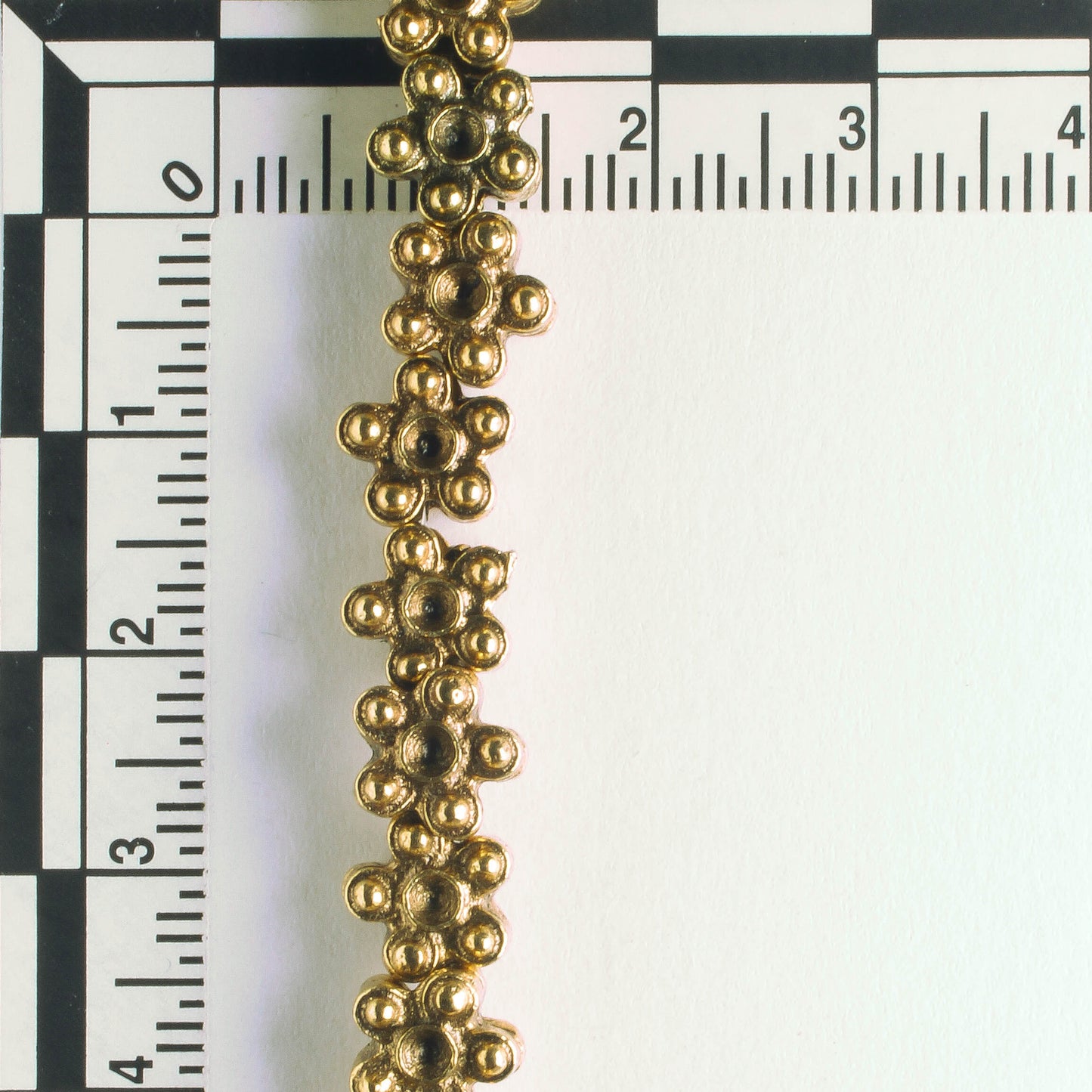 Pewter Beads, Gold Plated - 8" Strand