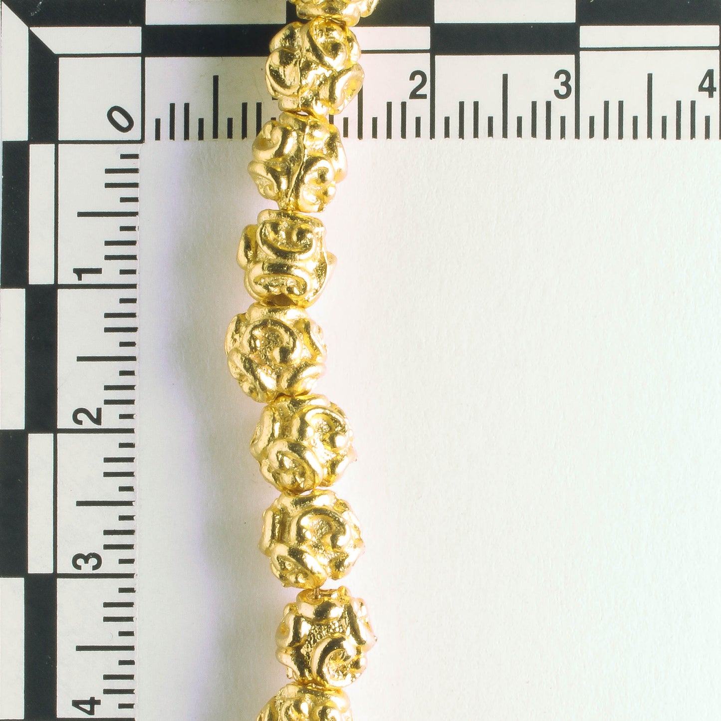 Pewter Beads, Gold Plated - 8" Strand