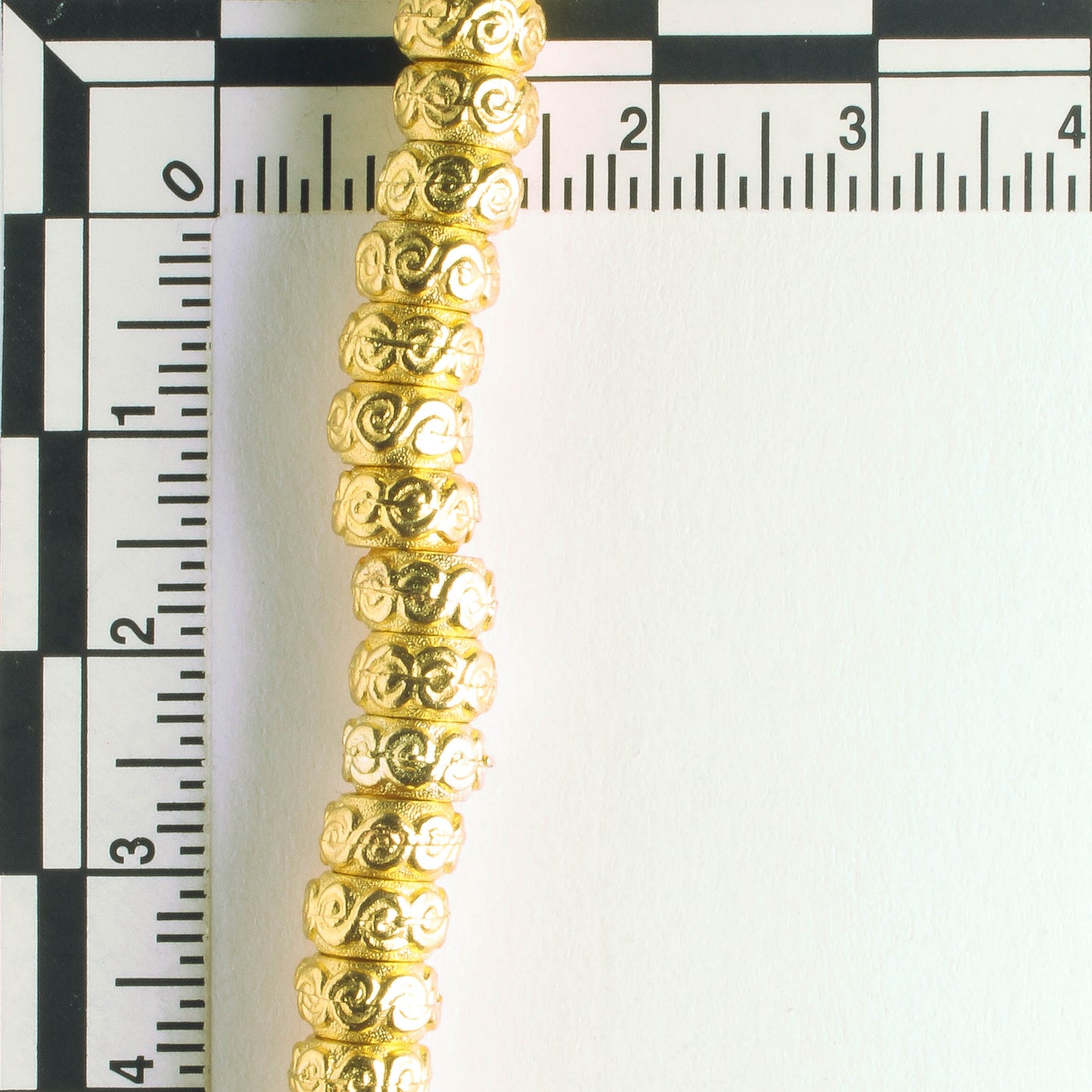 Pewter Beads, Gold Plated - 8" Strand