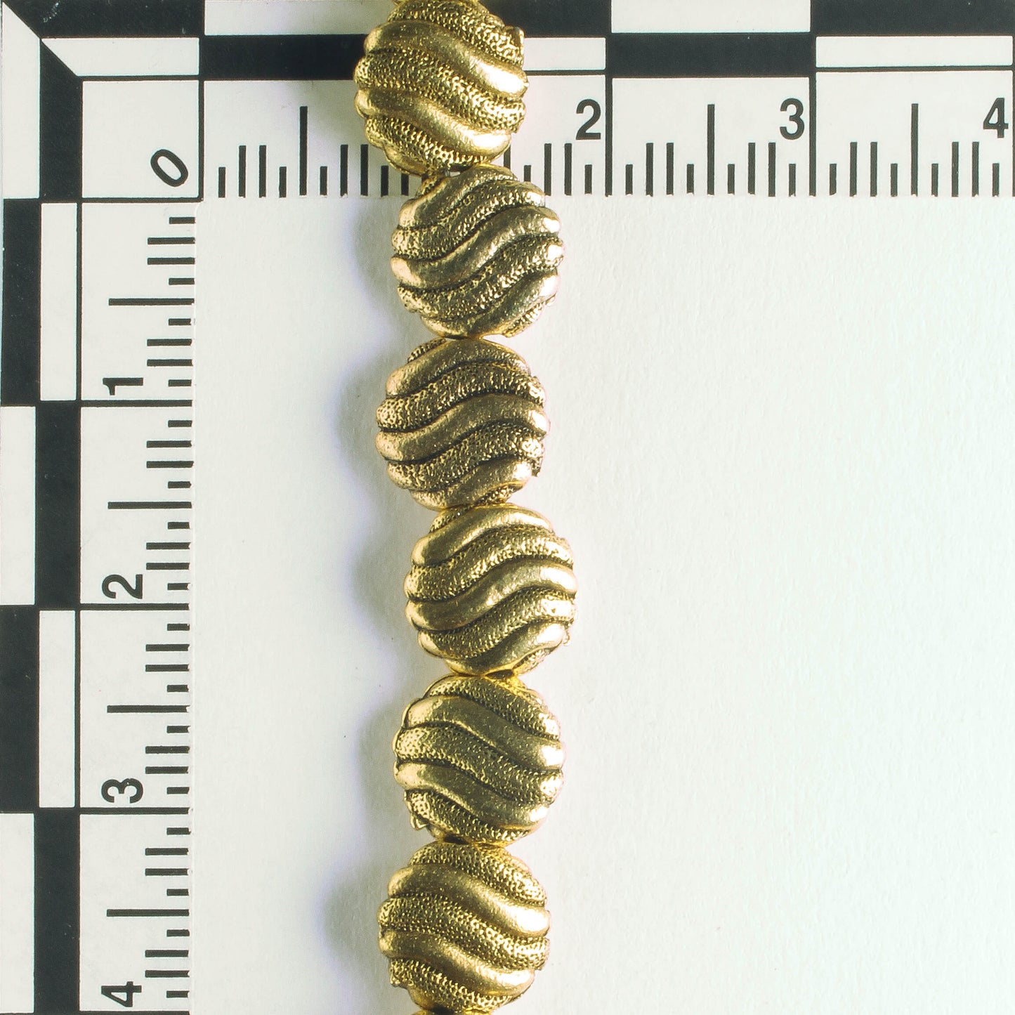 Pewter Beads, Gold Plated - 8" Strand