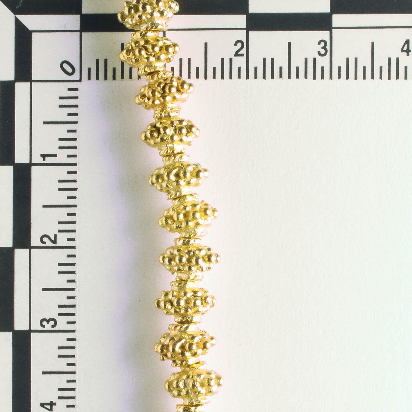 Pewter Beads, Gold Plated - 8" Strand