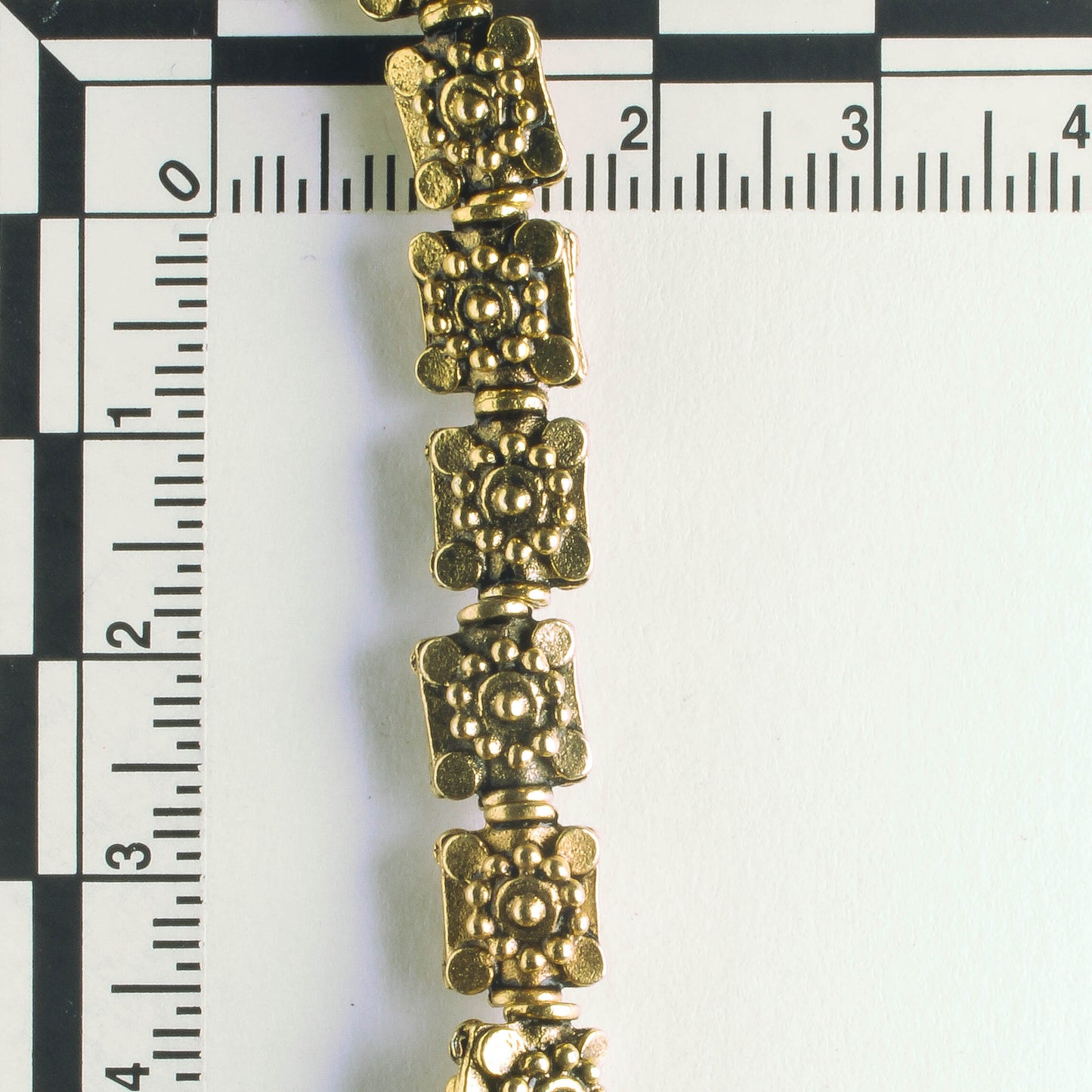 Pewter Beads, Gold Plated - 8" Strand