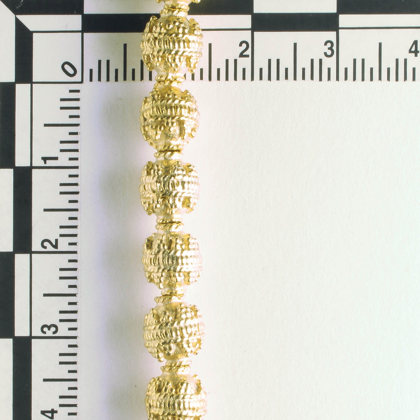 Pewter Beads, Gold Plated - 8" Strand