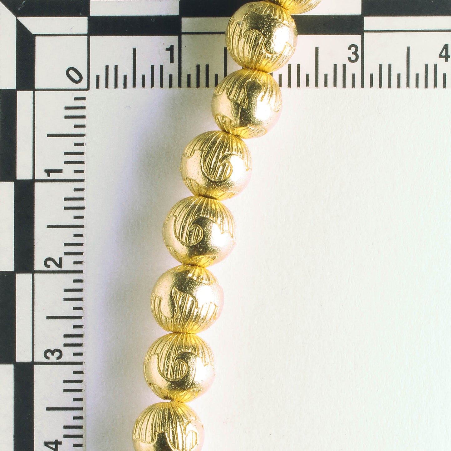 Pewter Beads, Gold Plated - 8" Strand