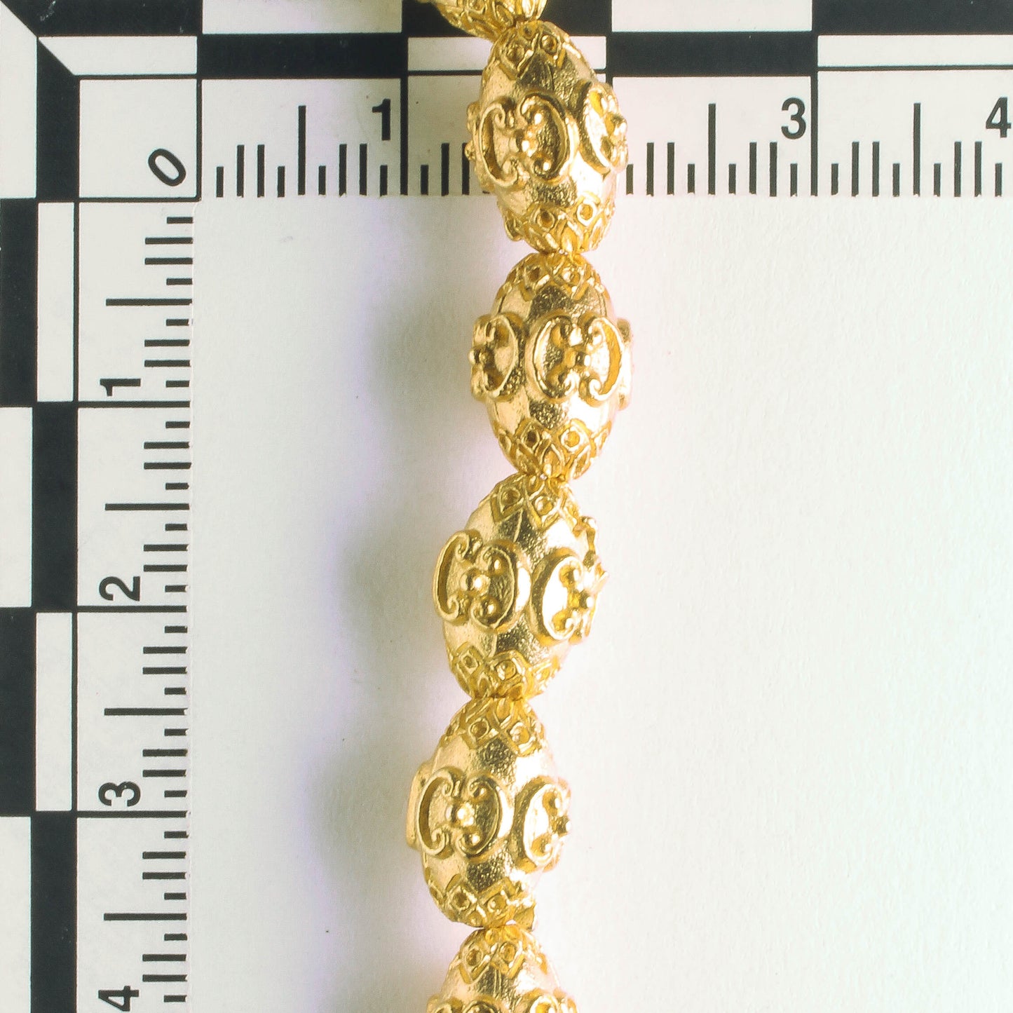 Pewter Beads, Gold Plated - 8" Strand