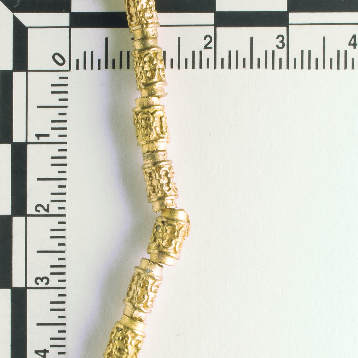 Pewter Beads, Gold Plated - 8" Strand