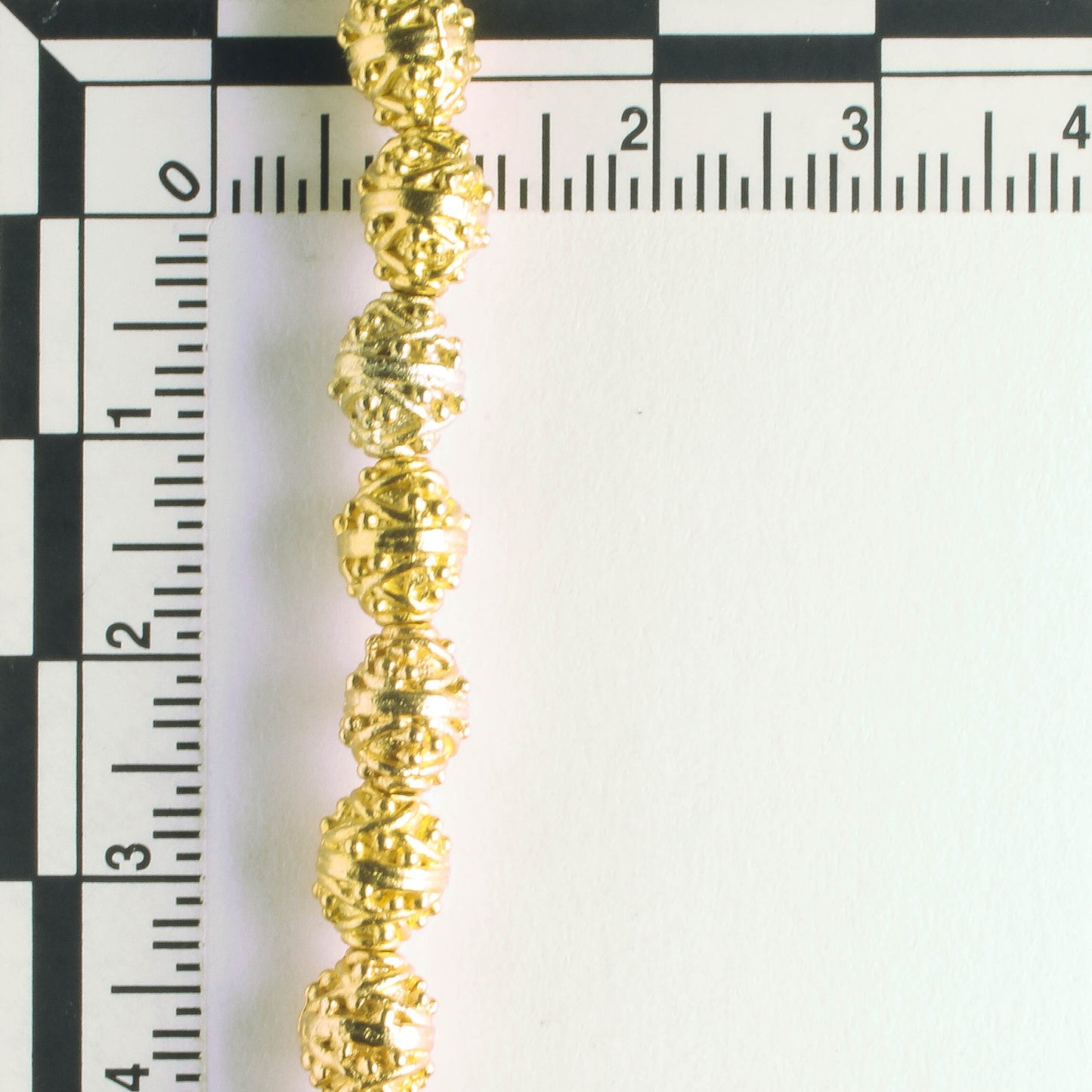 Pewter Beads, Gold Plated - 8" Strand