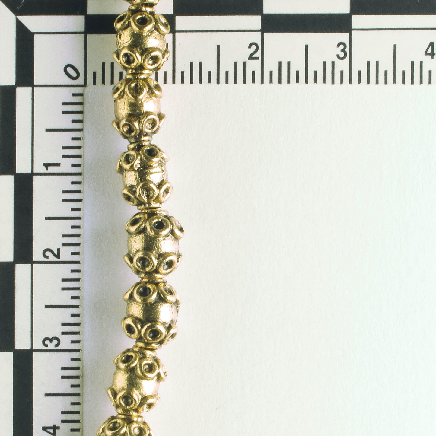 Pewter Beads, Gold Plated - 8" Strand