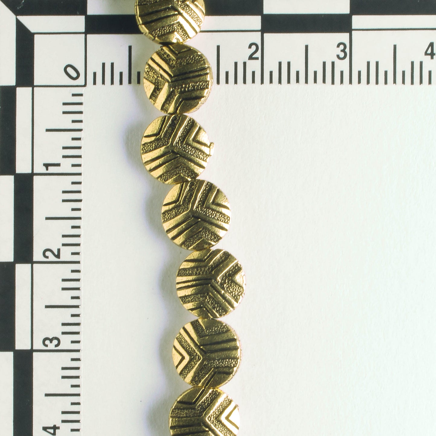 Pewter Beads, Gold Plated - 8" Strand