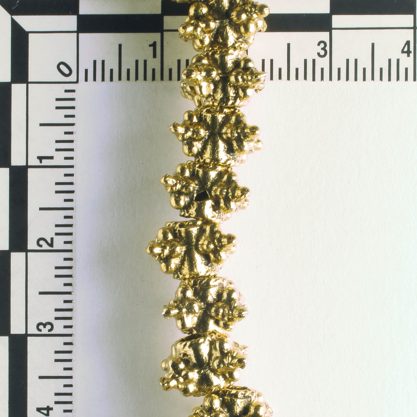 Pewter Beads, Gold Plated - 8" Strand