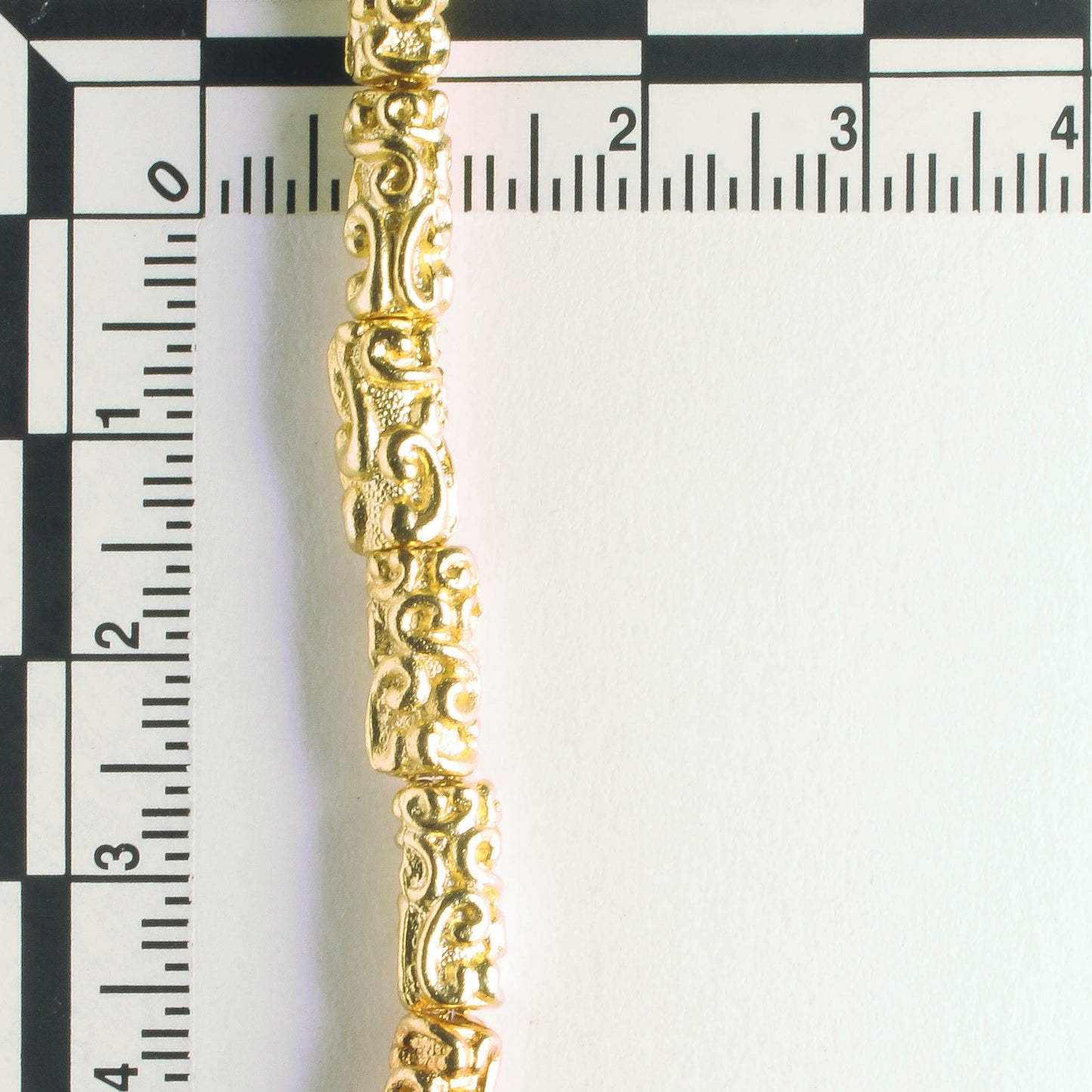 Pewter Beads, Gold Plated - 8" Strand