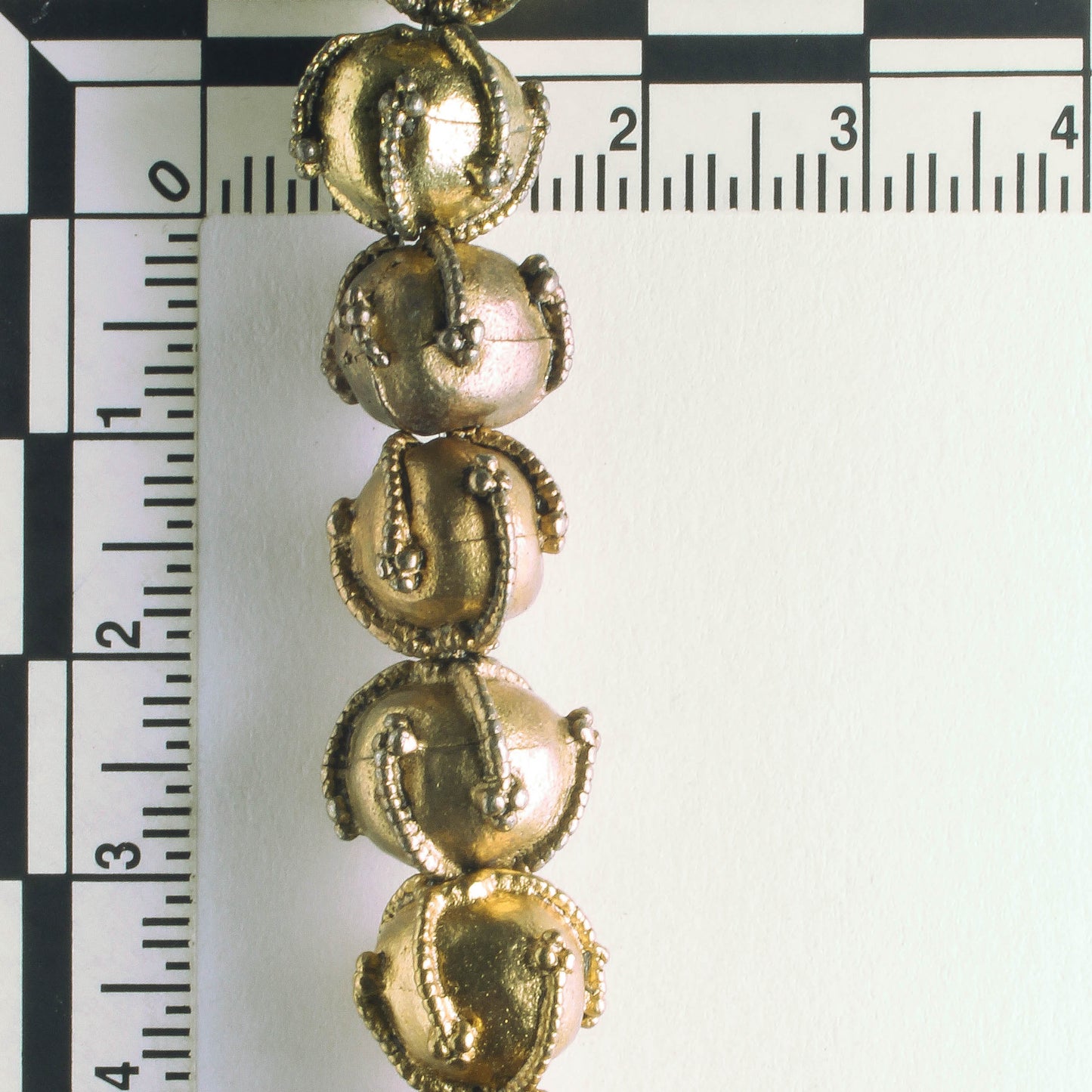 Pewter Beads, Gold Plated - 8" Strand