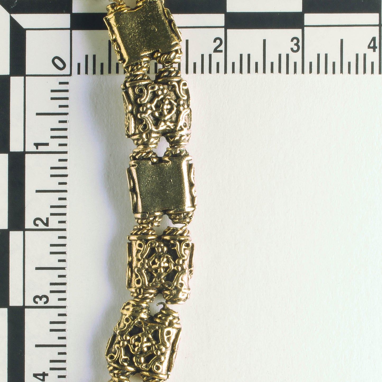 Pewter Beads, Gold Plated - 8" Strand