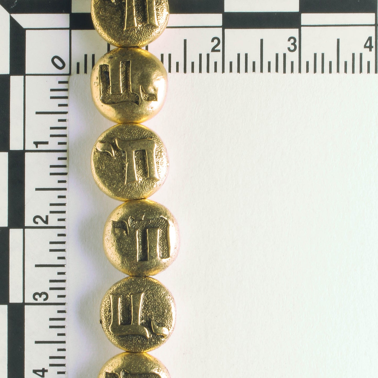 Pewter Beads, Gold Plated - 8" Strand